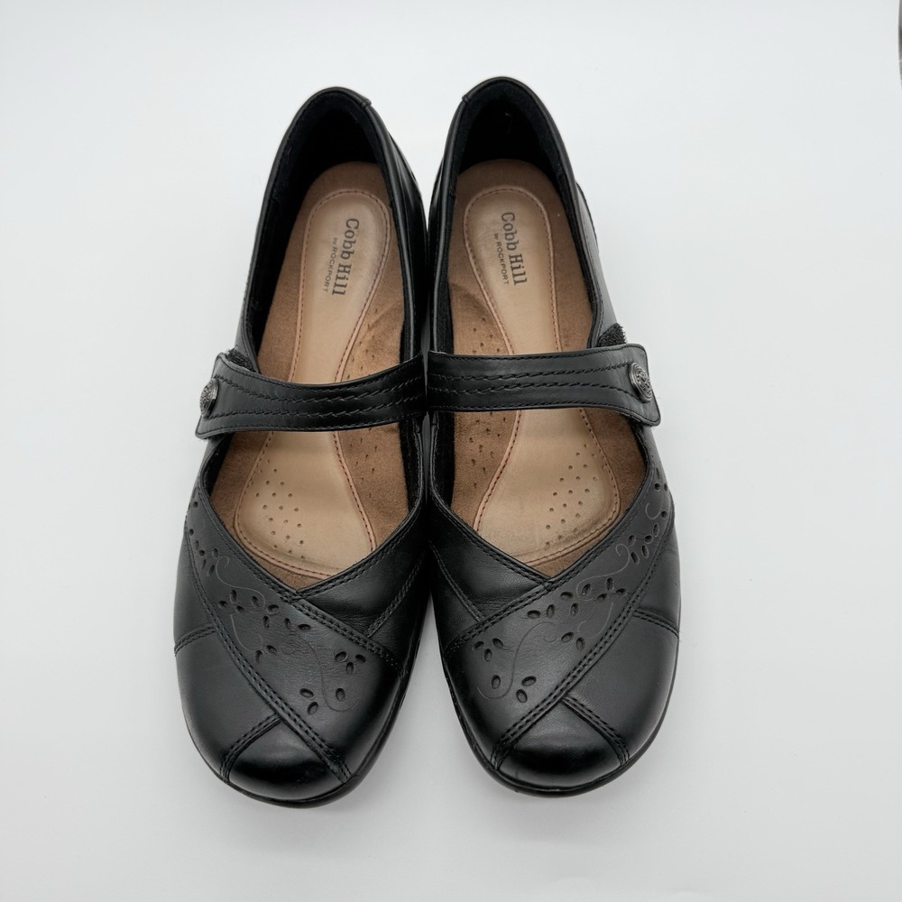 MARY JANES Cobb Hill By Rockport Shoes Womens Size 9.5 M Petra Black Leather